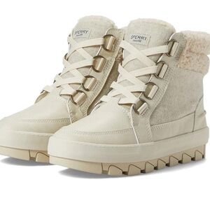 Sperry Juneau Hiking Boots Women's 7 Cream Color Lace Up Gorpcore